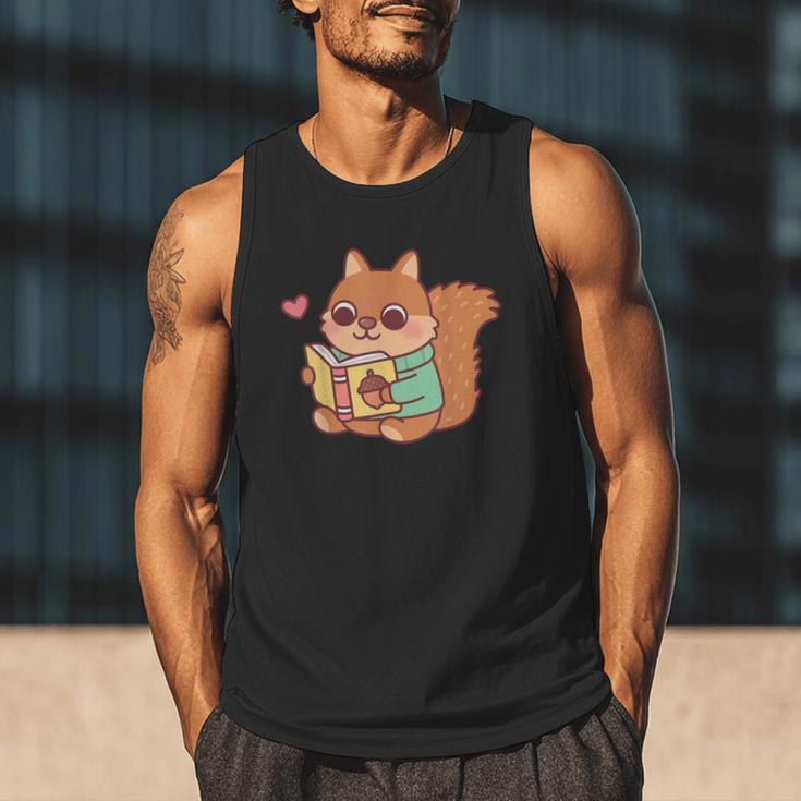 Cute Squirrel Reading A Book Lovers Anime Kawaii Women Kids Men Tank Top Cute Squirrel Reading A Book Lovers Anime Kawaii Women Kids Men Tank Top