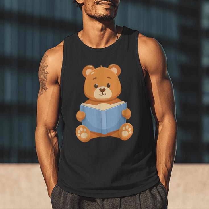 Cute Teddy Bear Reading Book Adorable For Readers Men Tank Top