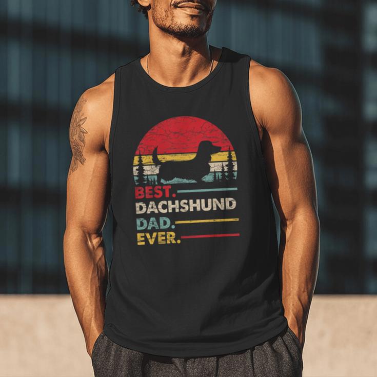 Dachshund Long Haired Best Dad Ever Dog Vintage Retro Men Tank Top