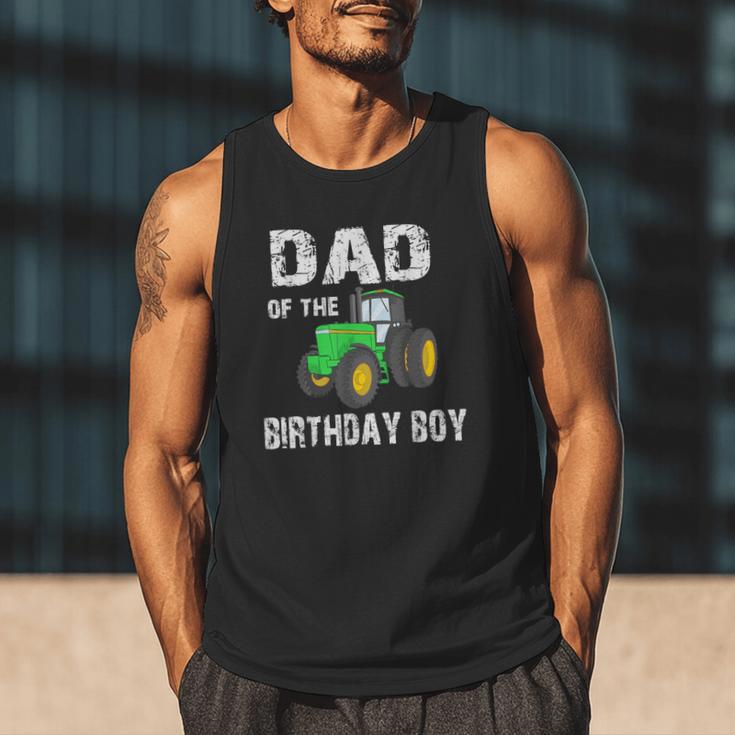 Dad Of The Birthday Boy Vintage Farm Tractor Party Family Men Tank Top