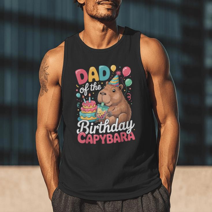 Dad Of The Birthday Capybara Boba Tea Girl Bday Party Family Men Tank Top