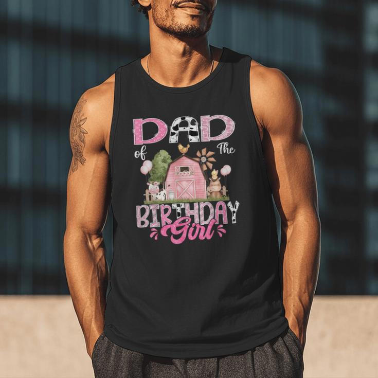 Dad Of The Birthday Girl 1St Birthday Pink Cow Farm Men Tank Top