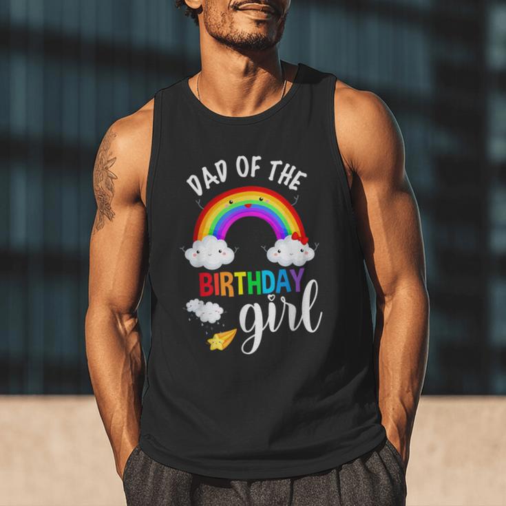Dad Of The Birthday Girl Rainbow B-Day Matching Family Men Tank Top