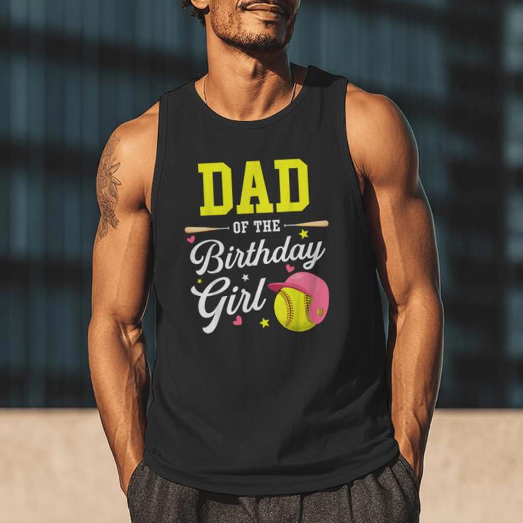 Dad Of The Birthday Girl Softball Player Theme B-Day Daddy Men Tank Top