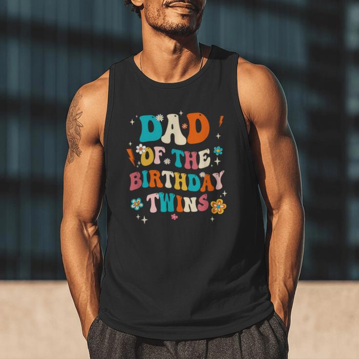 Dad Of The Birthday Twins Boys Girls Party Retro Bday Men Tank Top