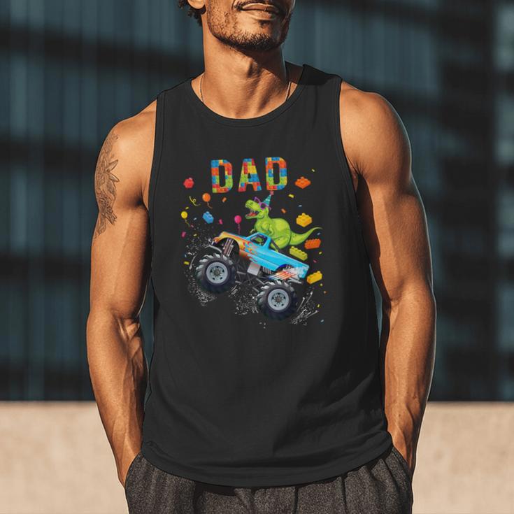 Dad Building Blocks Monster Truck Dinosaur Birthday Men Tank Top