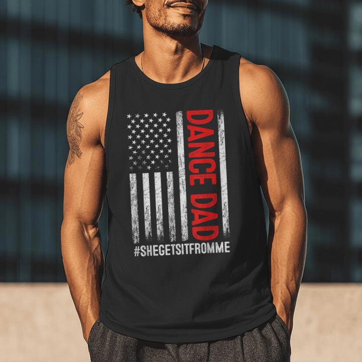 Dad Dance She Get It From Me Proud Dancer Dad USA Flag Men Men Tank Top