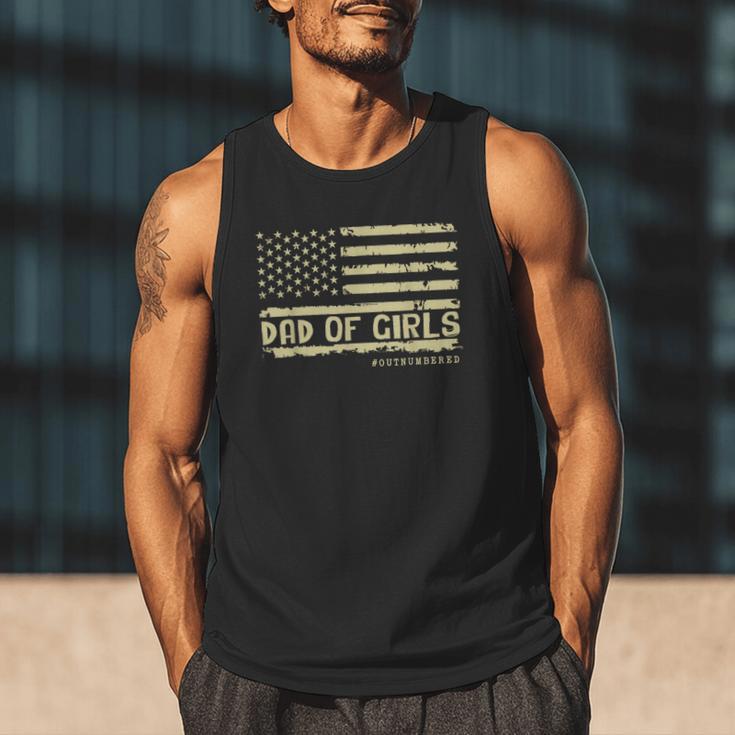 Dad Of Girls Outnumbered US Flag Father's Day Daughter Dad Men Tank Top
