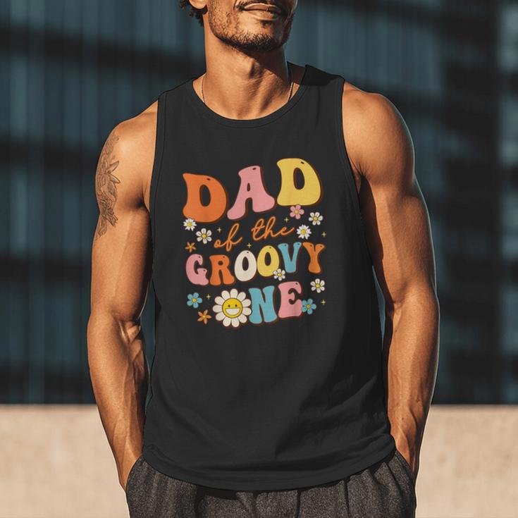 Dad Of The Groovy One 1st Birthday Pregnancy Announcement Men Tank Top