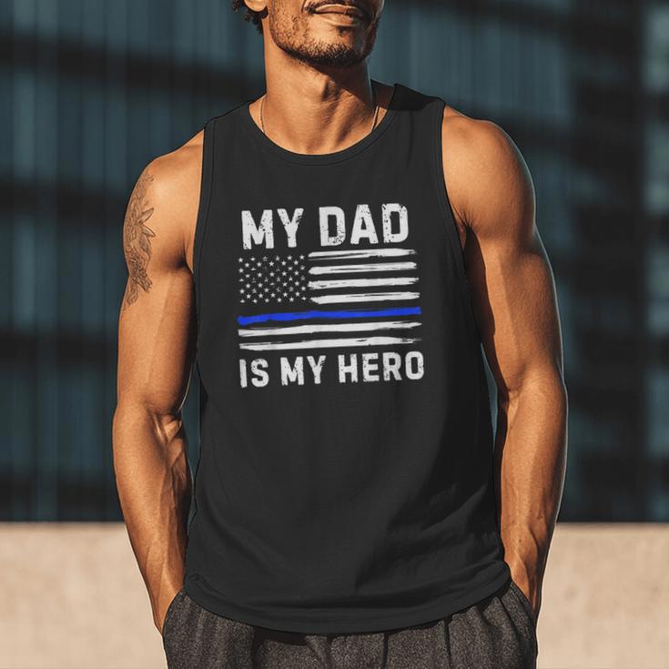 My Dad Is My Hero Police Officer Blue Line American Flag Men Tank Top
