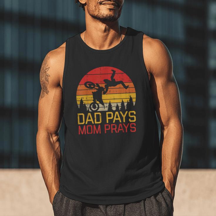 Dad Pays Mom Prays Dirt Bike Retro Motocross Boys Kids Men Tank Top