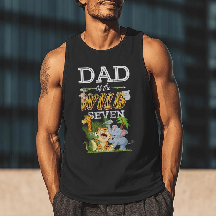 Dad Of The Wild Seven Animal Safari 7th Birthday Party Men Tank Top
