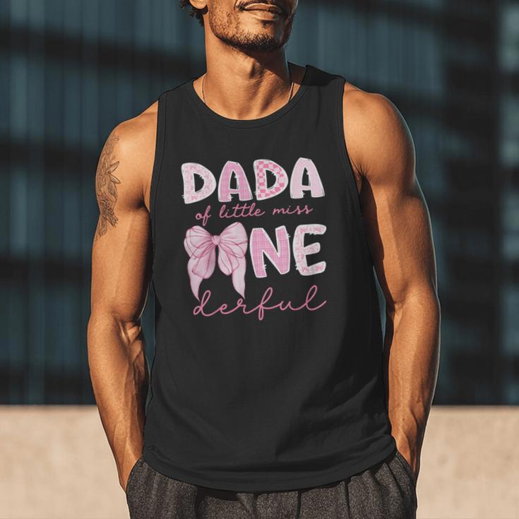 Dada Of Little Miss Onederful First Birthday Girl Bow Men Tank Top Dada Of Little Miss Onederful First Birthday Girl Bow Men Tank Top
