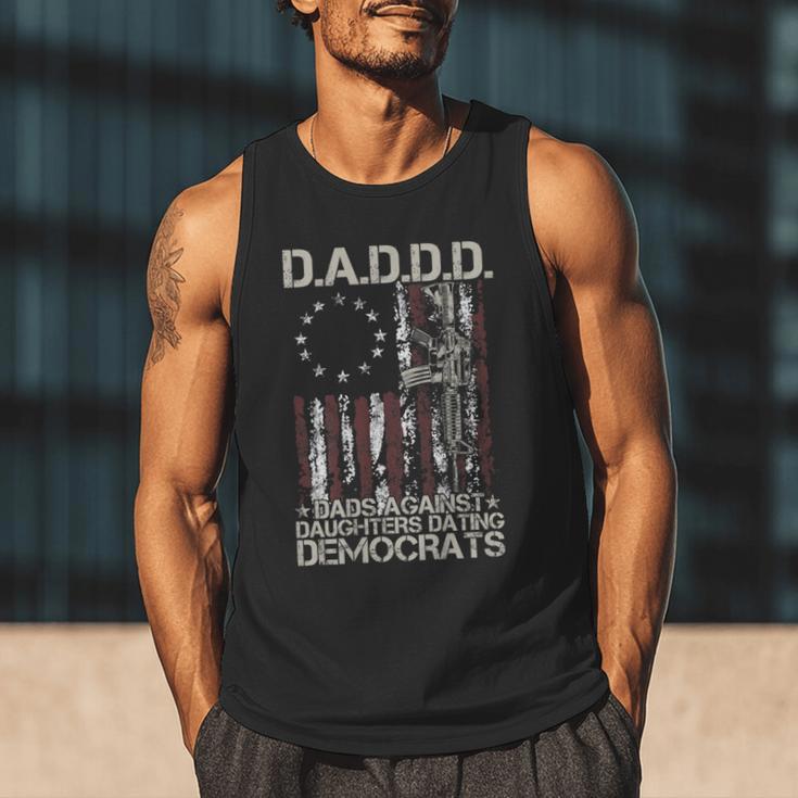 Daddd Gun Dads Against Daughters Dating Democrats On Back Men Tank Top