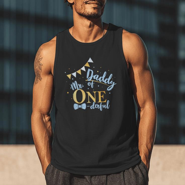 Daddy Of Mr One-Derful Party Blue-Gold Dad Boy 1st Birthday Men Tank Top