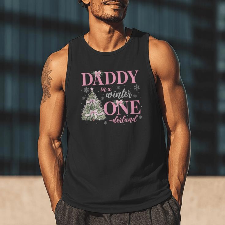 Daddy In a Winter Onederland Birthday Girl Christmas Tree Men Tank Top