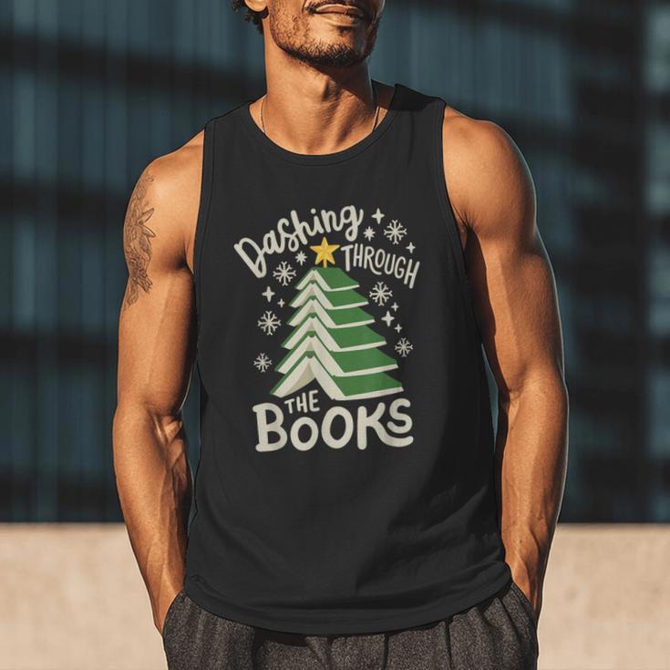 Dashing Through The Books Christmas Book Lovers Men Women Men Tank Top
