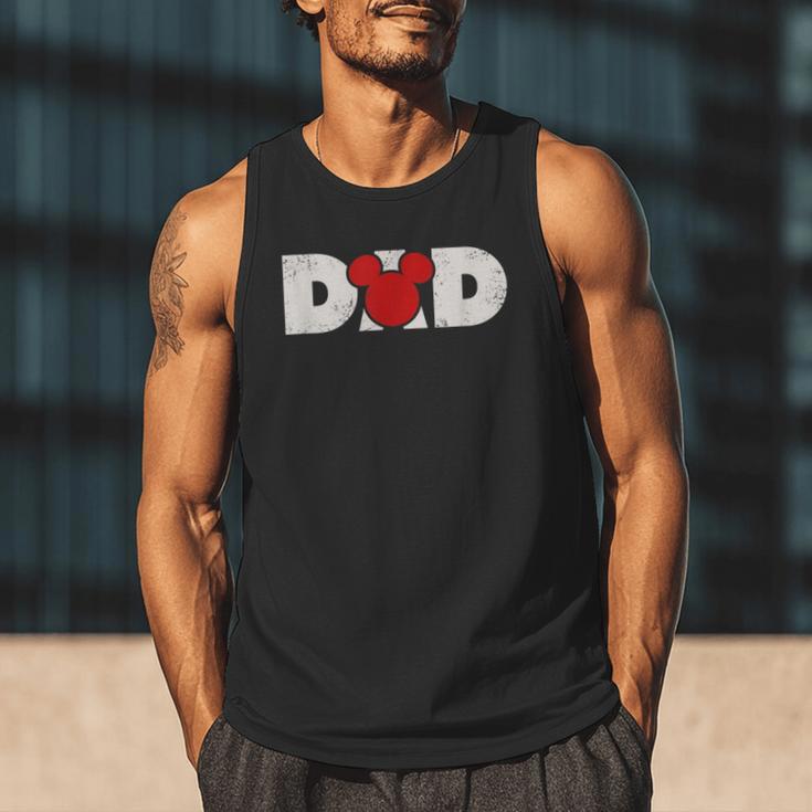 Disney Mickey And Friends Dad Mickey Distressed Text Logo Men Tank Top