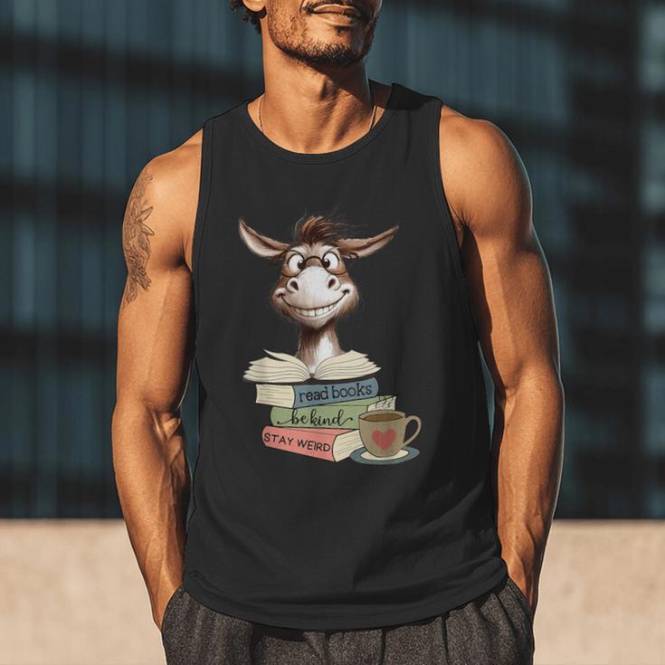 Donkey Reading Book Read Books Be Kind Stay Weird Librarian Men Tank Top Donkey Reading Book Read Books Be Kind Stay Weird Librarian Men Tank Top