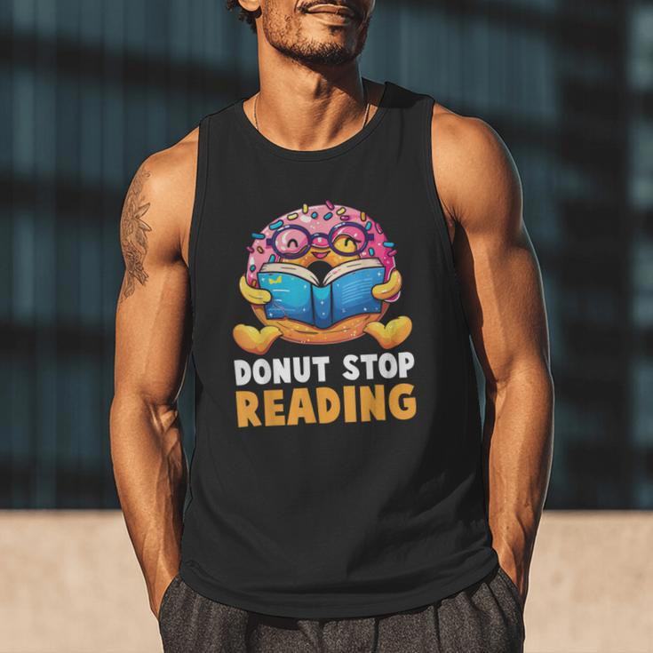 Donut Stop Reading Cute Book Reader Bookworm Donut Day Men Tank Top