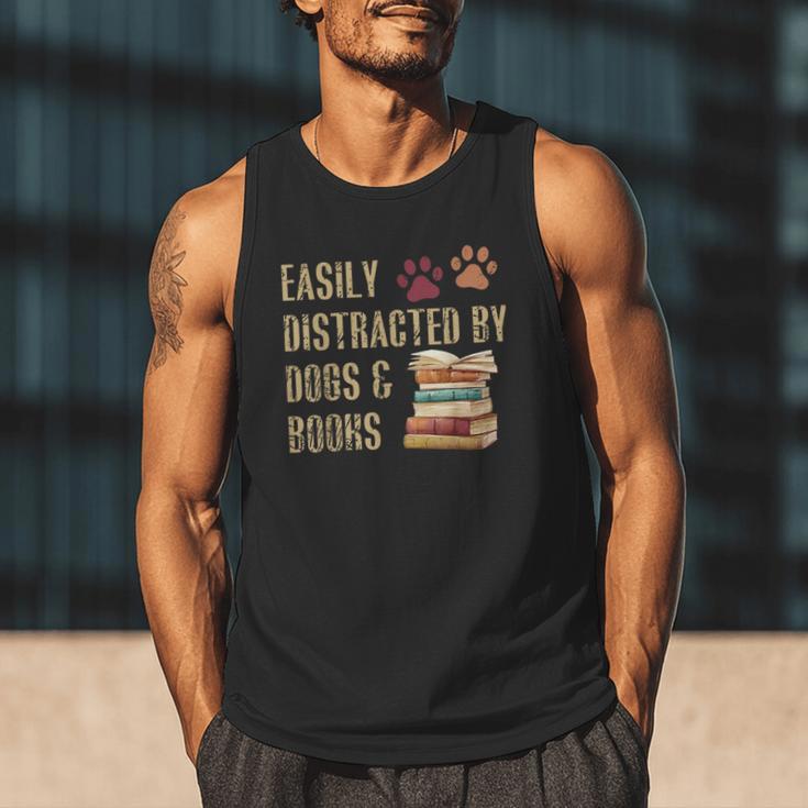 Easily Distracted By Dogs And Books Pets Books Lovers Men Tank Top Easily Distracted By Dogs And Books Pets Books Lovers Men Tank Top