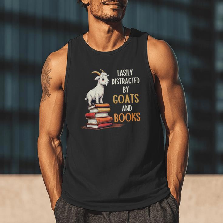 Easily Distracted By Goats And Books Goats And Book Reading Men Tank Top