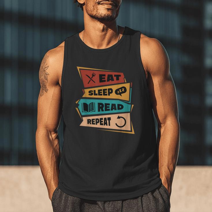 Eat Sleep Read Repeat Reading Books Reader Bookworm Men Tank Top