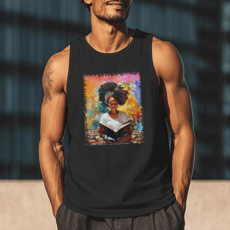 Educated Afro Girl Reading Book Lover History Month Men Tank Top