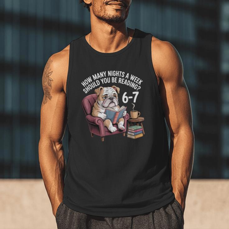 English Bulldog Dog Reading Book 67 Six Seven Meme Men Tank Top