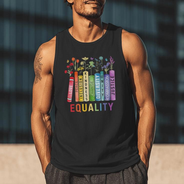 Equality Books Peace Love Compassion LGBT Gay Lesbian Pride Men Tank Top