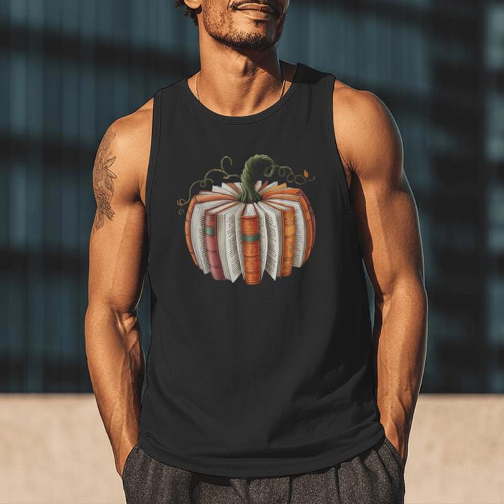 Fall Book Pumpkin Halloween Teacher Librarian Thanksgiving Men Tank Top Fall Book Pumpkin Halloween Teacher Librarian Thanksgiving Men Tank Top