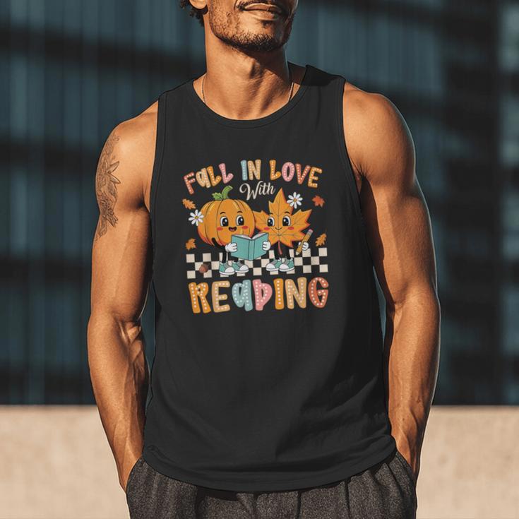 Fall In Love With Reading Thanksgiving Pumpkin Book Lover Men Tank Top Fall In Love With Reading Thanksgiving Pumpkin Book Lover Men Tank Top
