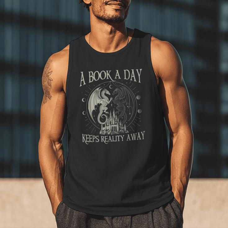 Fantasy Book Club Dragon Reader Book A Day Keep Reality Away Men Tank Top Fantasy Book Club Dragon Reader Book A Day Keep Reality Away Men Tank Top
