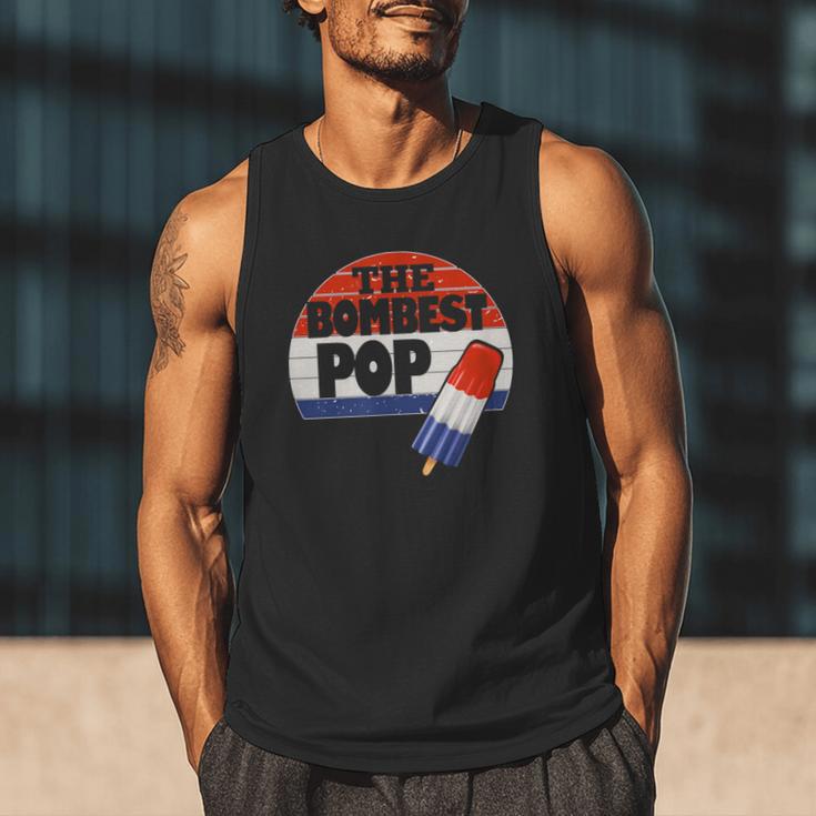 Fathers Day Shirt Cool Dad Bombest Pop Retro 80s Dad Men Tank Top