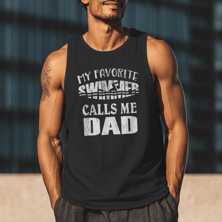 My Favorite Swimmer Calls Me Dad Vintage Swim Pool Men Tank Top