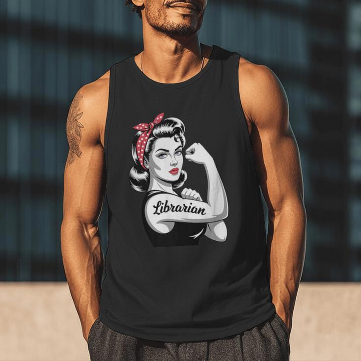 Female Librarian Rosie Riveter Book Guardian Woman Men Tank Top