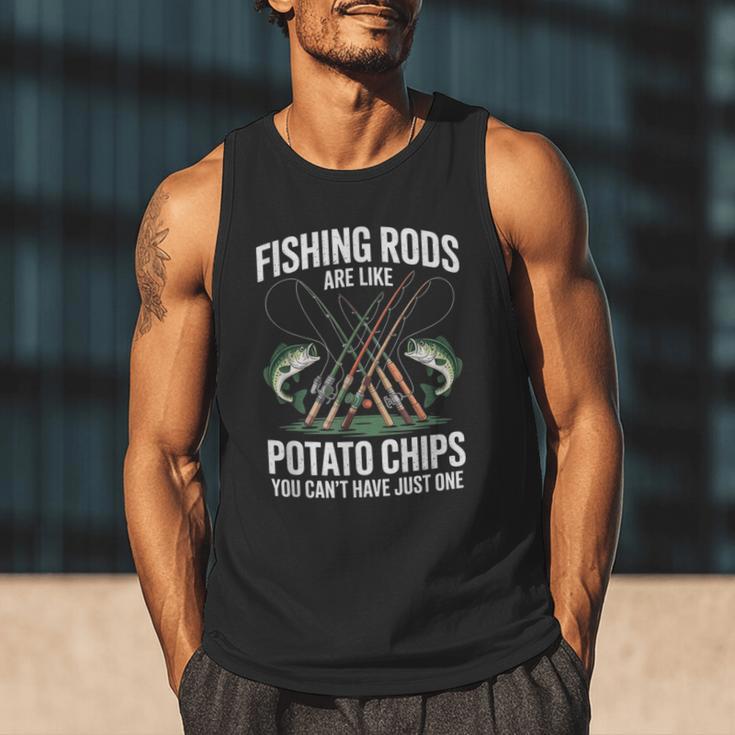 Fishing Rods Are Like Potato Chips Dad Fisherman Men Tank Top