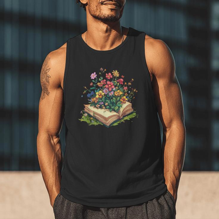 Floral Book Bloom Wildflowers Literature Nature Fantasy Men Tank Top