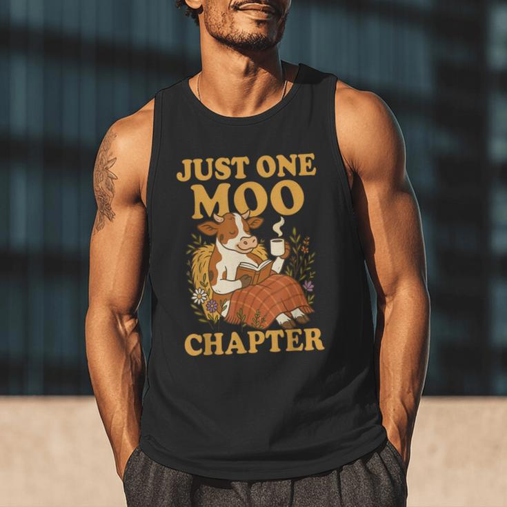 Floral Cow Reading Pun Just One More Chapter Cozy Book Lover Men Tank Top