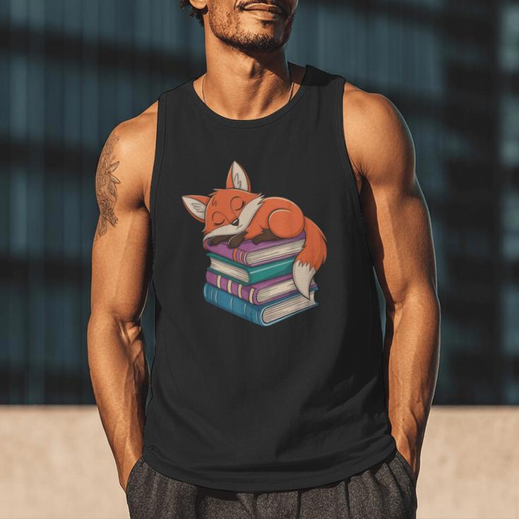 Fox Reading Book Pajama Sleep Men Tank Top