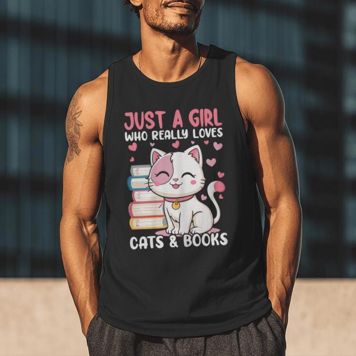 Girl Who Loves Cats And Books Cute Men Tank Top