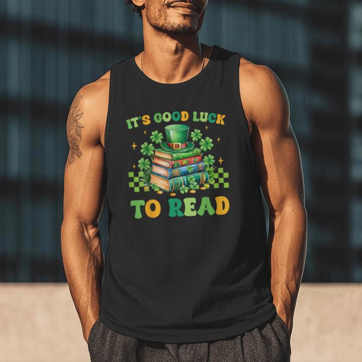 Goods Luck Read Librarian Book Patrick Days Shamrock Clover Men Tank Top