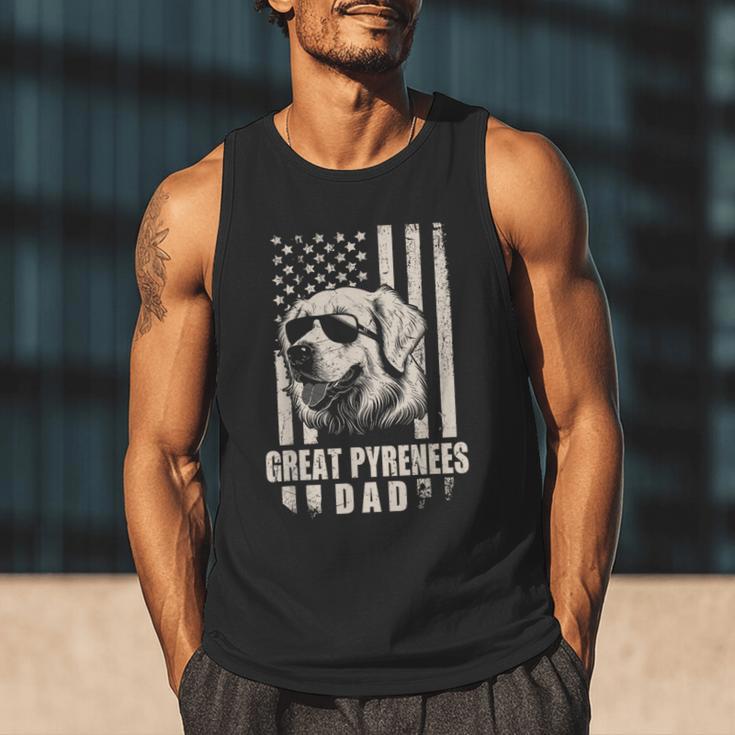 Great Pyrenees Dog Dad American Flag For Father Men Men Tank Top Great Pyrenees Dog Dad American Flag For Father Men Men Tank Top