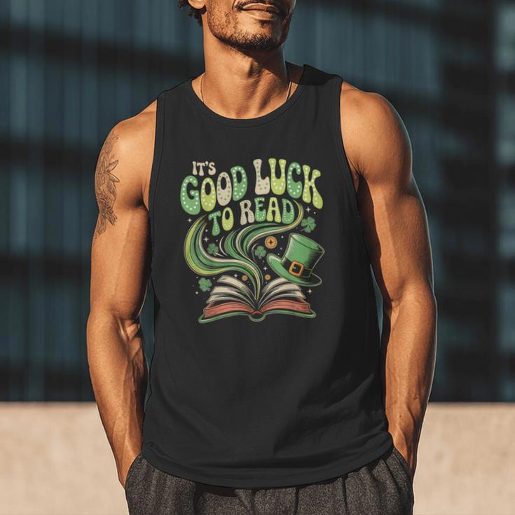 Groovy It's Good Luck To Read St Patrick's Day Book Lucky Men Tank Top Groovy It's Good Luck To Read St Patrick's Day Book Lucky Men Tank Top