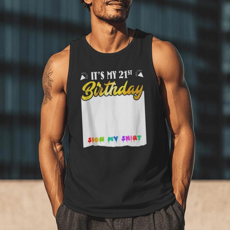 Guestbook My 21st Birthday Sign My Shirt Birthday Party Men Tank Top Guestbook My 21st Birthday Sign My Shirt Birthday Party Men Tank Top