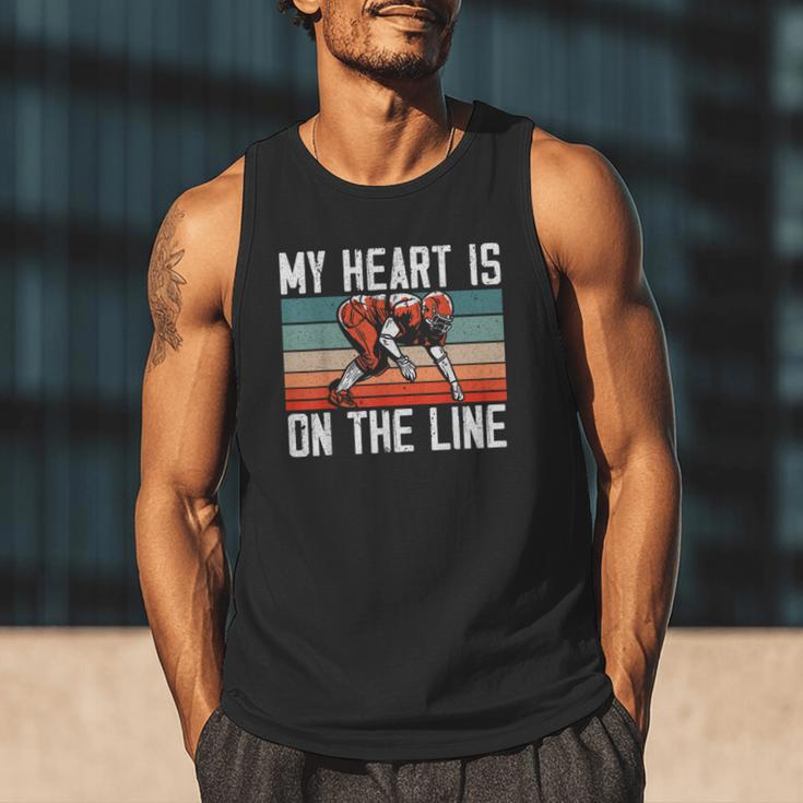 My Heart Is On The Line Football Mom Dad Offensive Lineman Men Tank Top