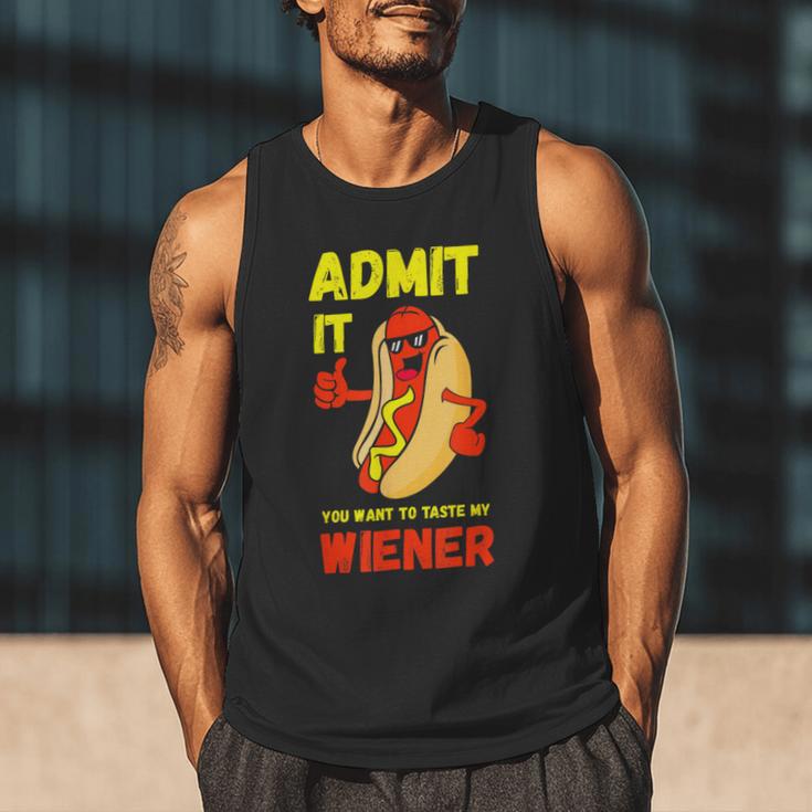 Hilarious Hot Dog Dad Joke Text Pun Dirty Joke -Barbecue Men Tank Top