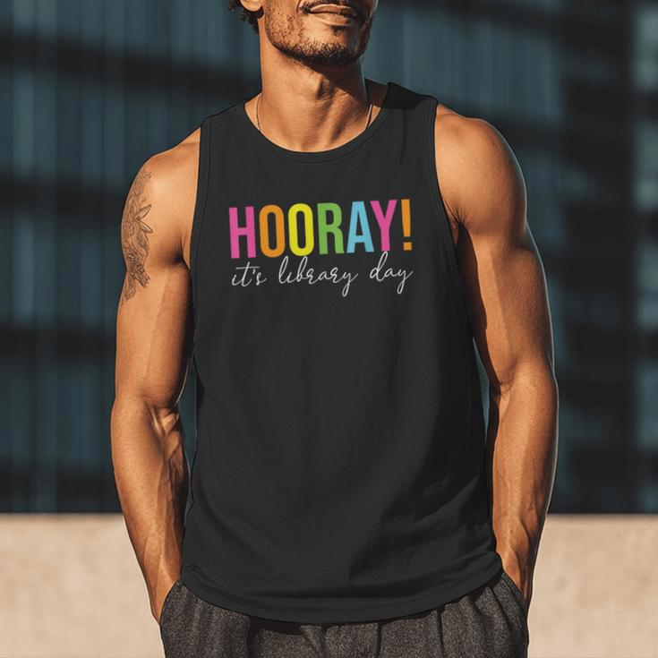 Hooray It's Library Day Teacher Reader Books Back To School Men Tank Top