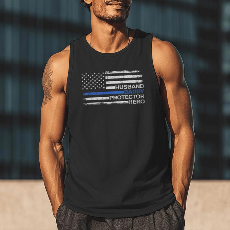 Husband Daddy Protector Hero Police Officer Father Dad Men Tank Top