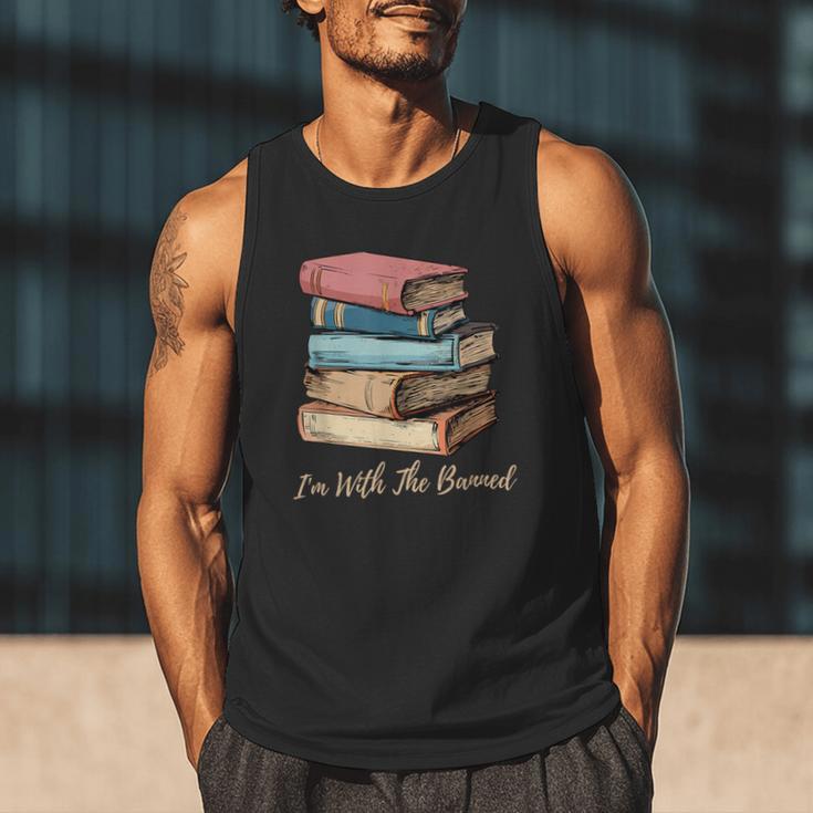 I'm With The Banned Read Banned Books Bookworm Men Women Men Tank Top